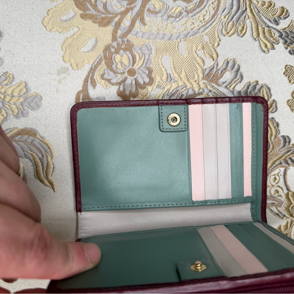 RADLEY LONDON Burgundy with pink green and white accents  Wallet with Dog Logo - Picture 8 of 14